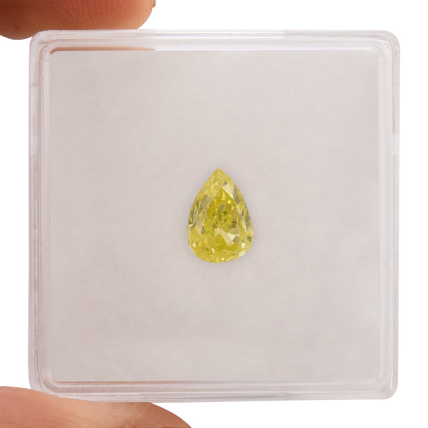 1.01 Carat Fancy Intense Green Yellow Pear Diamond SI2 GIA