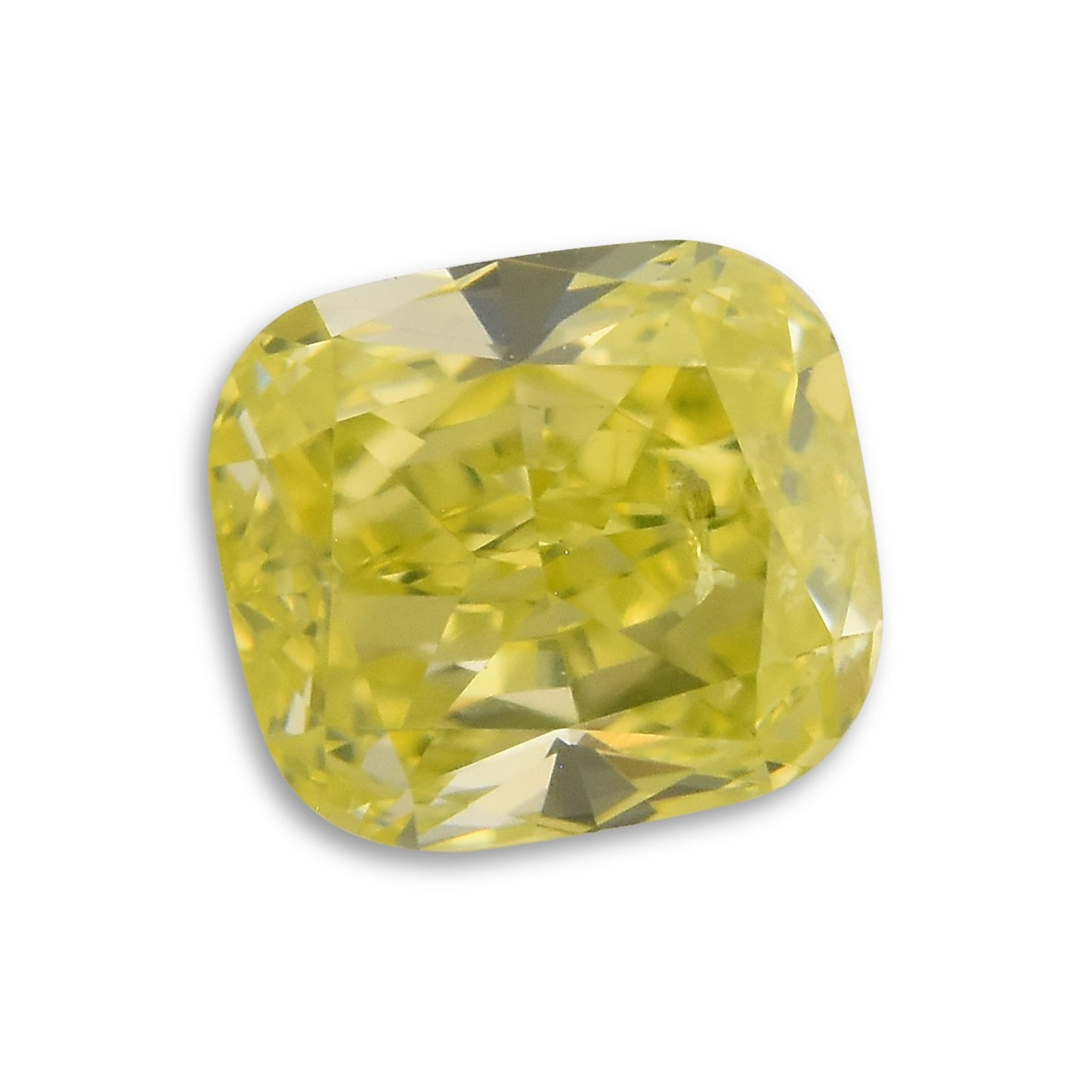 0,38 Karat Fancy Intense Green Yellow Cushion Diamond SI2 GIA