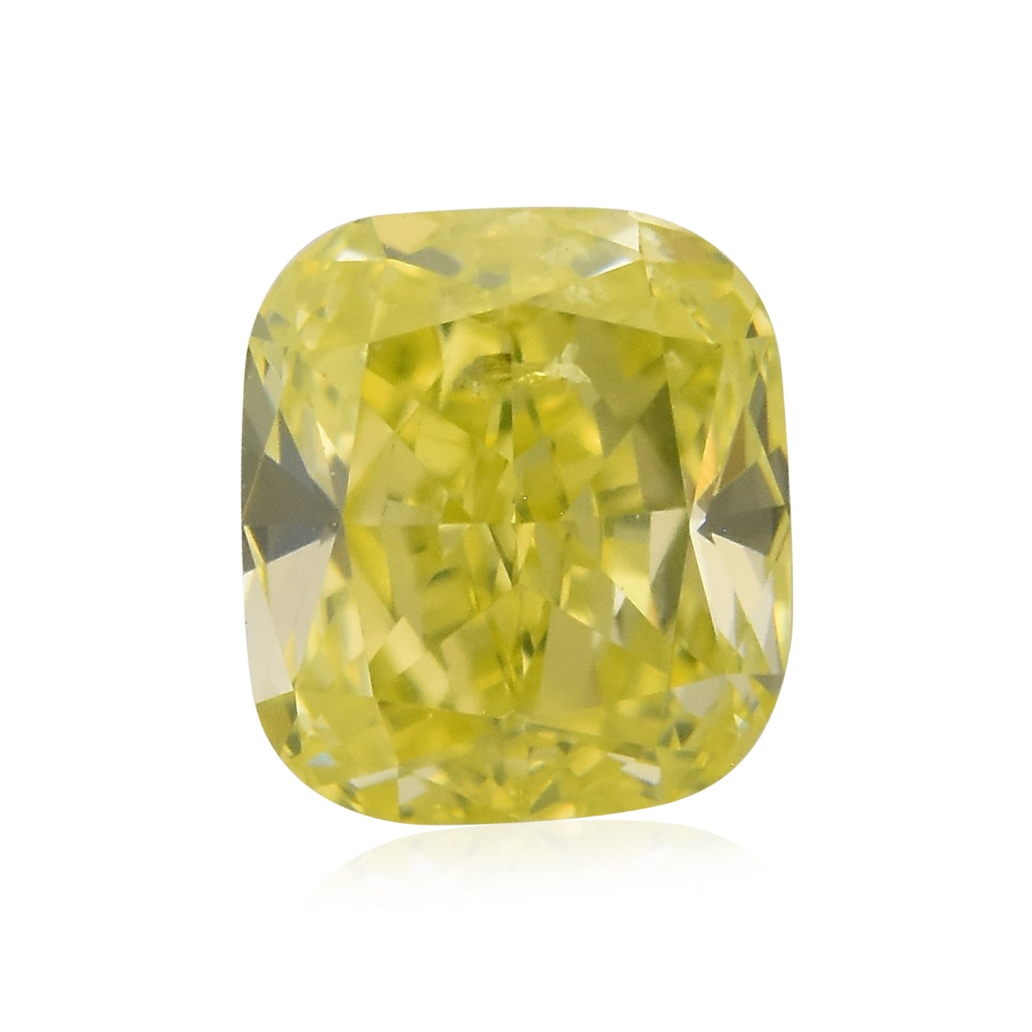 0,38 Karat Fancy Intense Green Yellow Cushion Diamond SI2 GIA