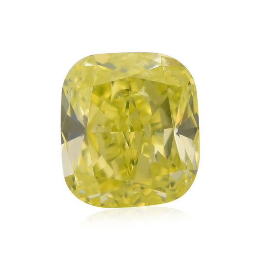 0,38 Karat Fancy Intense Green Yellow Cushion Diamond SI2 GIA