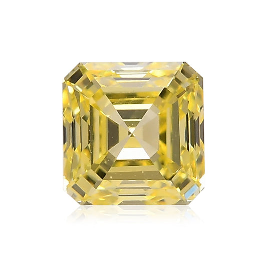 0.69 Carat Fancy Intense Yellow Asscher Diamond VVS2 GIA