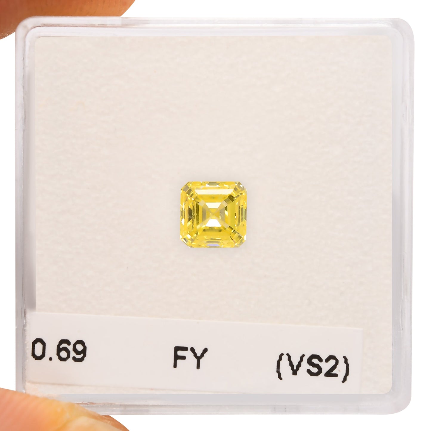 0,69 Karat Fancy Intense Yellow Asscher-Diamant VVS2 GIA