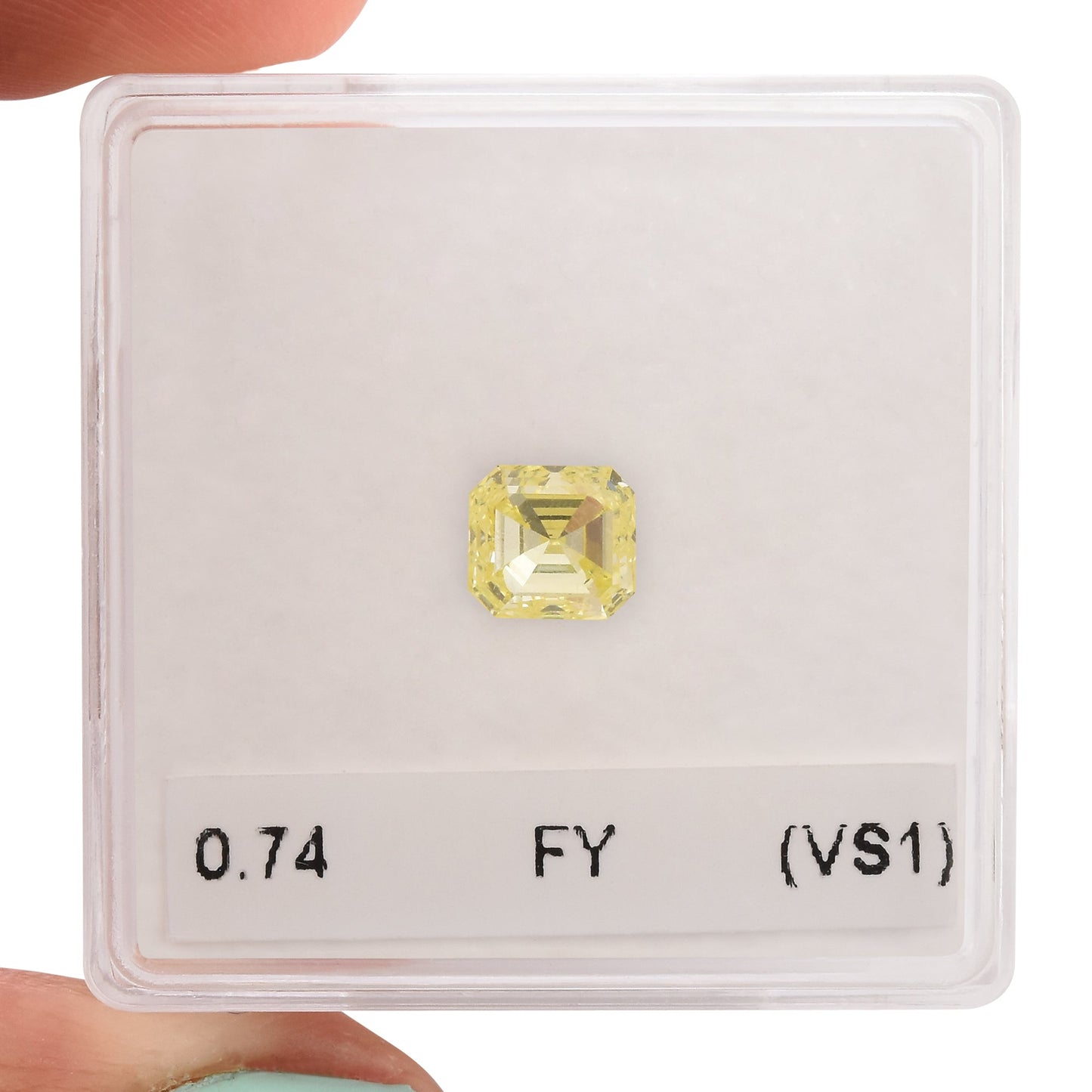 0.74 Carat Fancy Yellow Asscher Diamond (VS1)