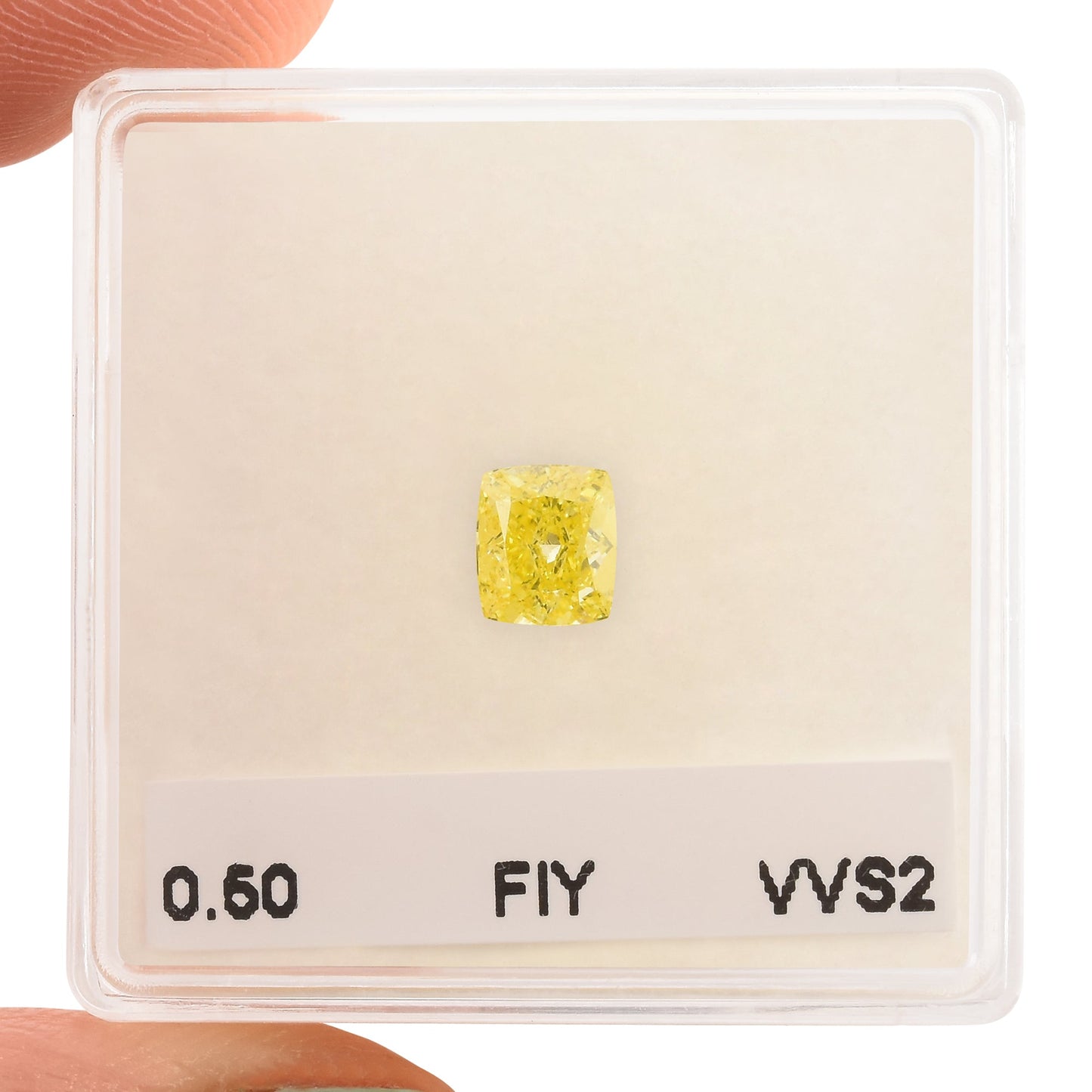 0,50 Karat Fancy Intense Yellow Cushion Diamond VVS2 GIA