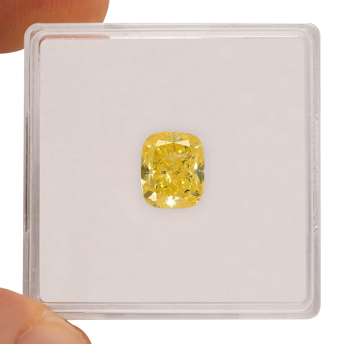 1.81 Carat Fancy Vivid Yellow Cushion Diamond (I1) GIA