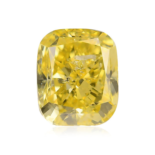 1,81 Karat Fancy Vivid Yellow Cushion Diamond (I1) GIA