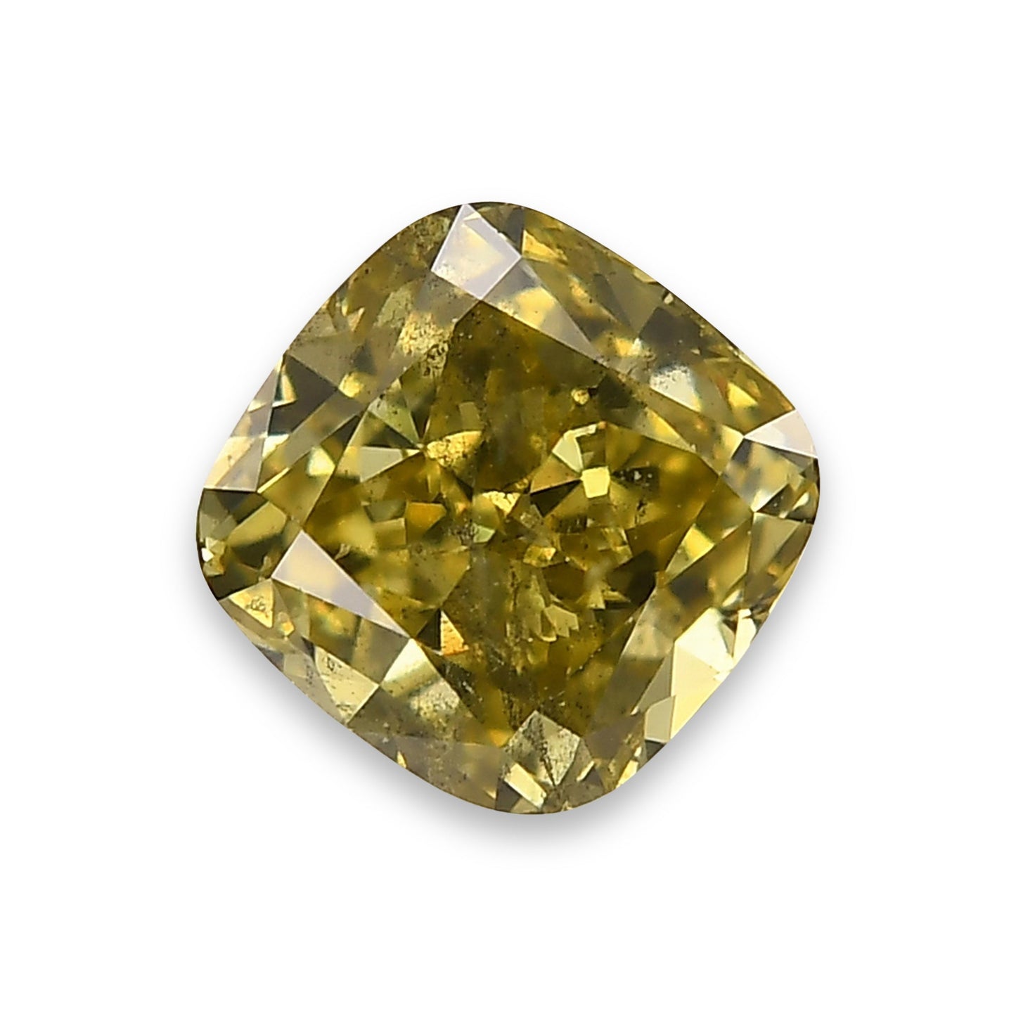 0.73 Carat Fancy Deep Grayish Greenish Yellow Cushion Diamond SI2 GIA
