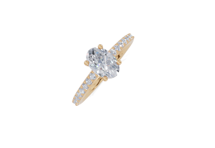 18ct Oval 0.75Carat G/H-CC SI Cathedral Plate Prong 4Pr  Diamond Ring