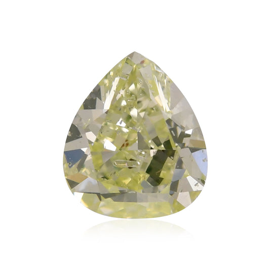0.78 Carat Fancy Light Green Yellow Pear Diamond I2 GIA