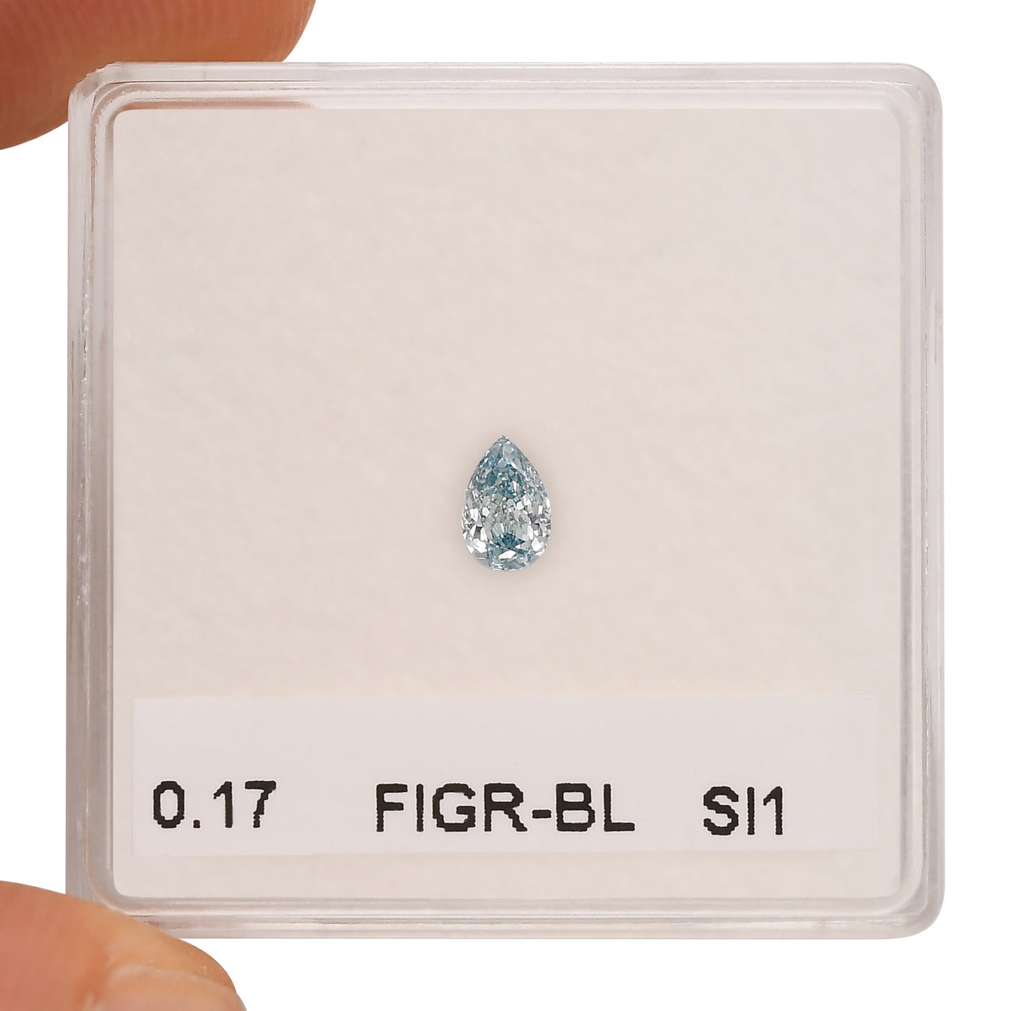 0,17 Karat Fancy Intense Greenish Blue Birnenförmiger Diamant SI1 GIA