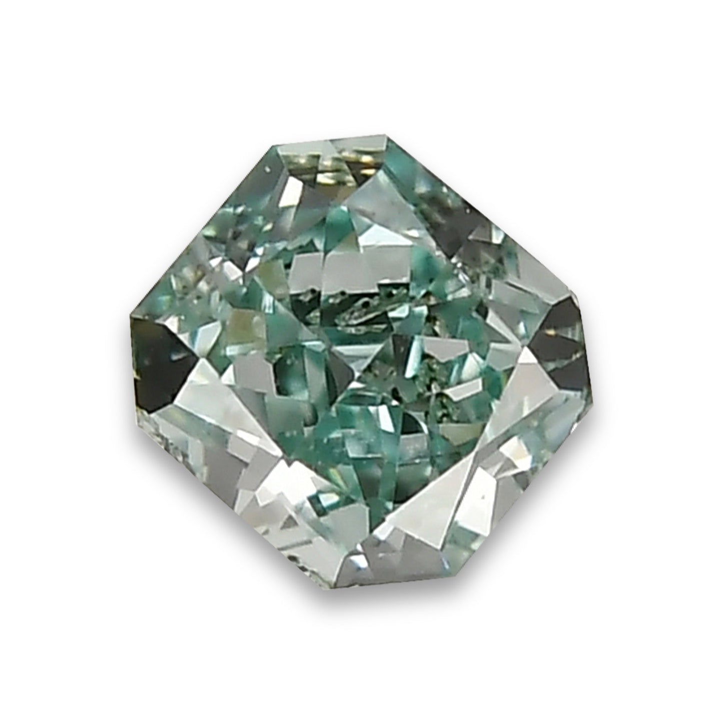 0,13 Karat Fancy Vivid Bluish Green Radiant Diamond (VS2) GIA