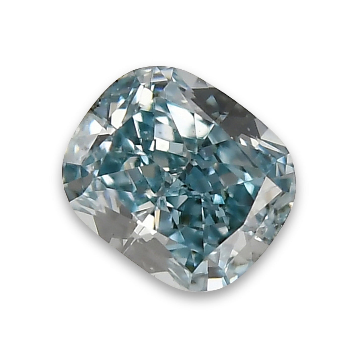 0,19 Karat Fancy Intense Blue Green Cushion Diamond SI1 GIA