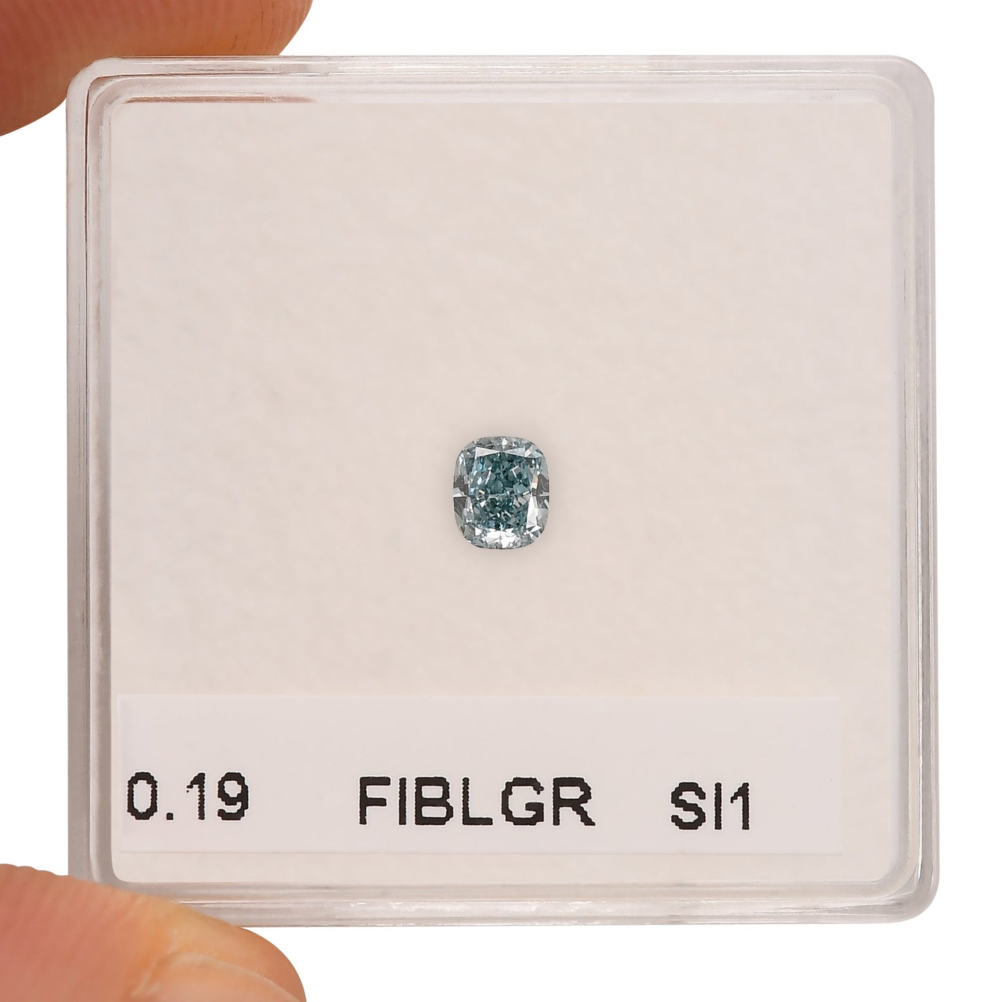 0,19 Karat Fancy Intense Blue Green Cushion Diamond SI1 GIA