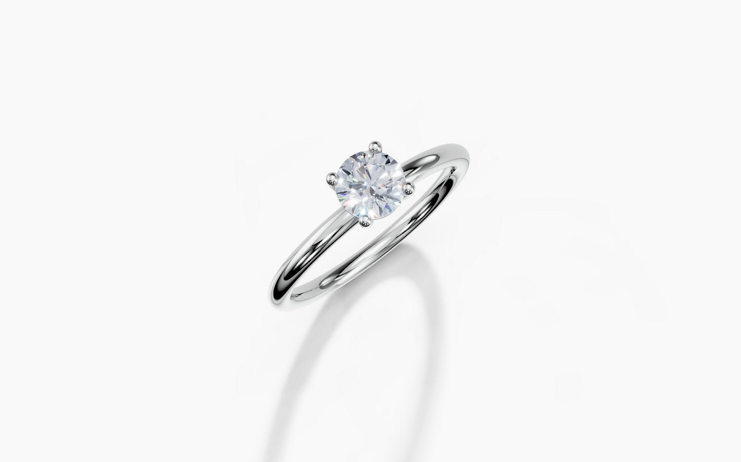 18K Round 0.5 Carat G/H SI Plain Plain 4Pr Diamond Ring