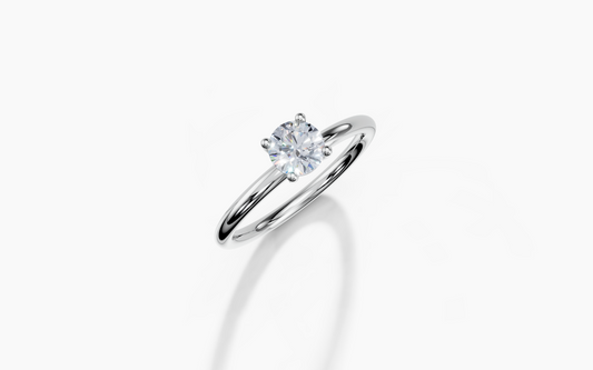 18K Round 0.5 Carat G/H SI Plain Plain 4Pr Diamond Ring
