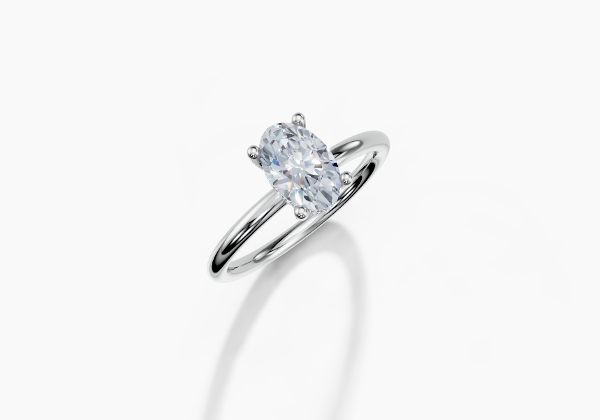 Platinum Oval 1 Carat G/H SI Plain Plain Hidden Halo Diamond Ring