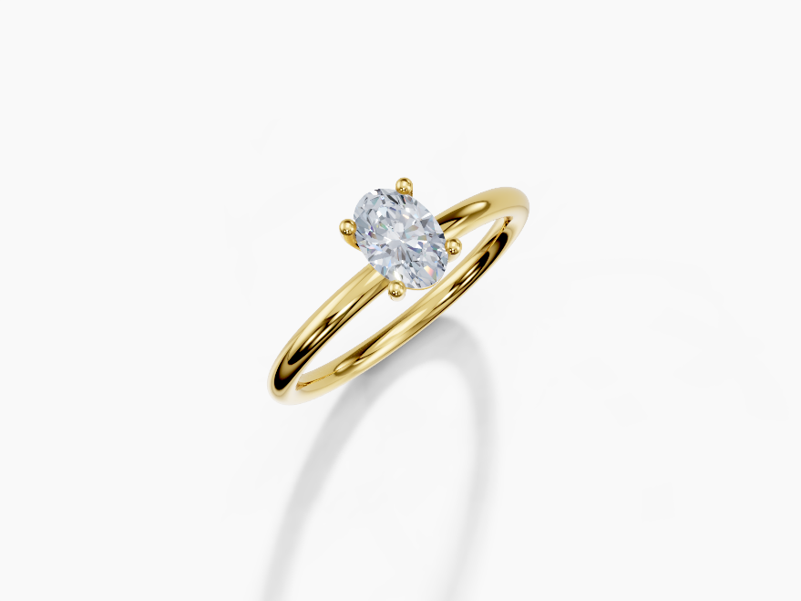18K Oval 0.3 Carat F/G VS/SI Plain Plain 4Pr Diamond Ring