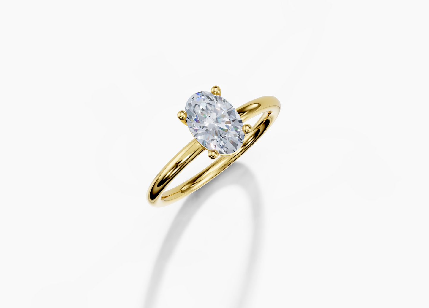 18K Oval 1 Carat F/G VS/SI Plain Plain 4Pr Diamond Ring