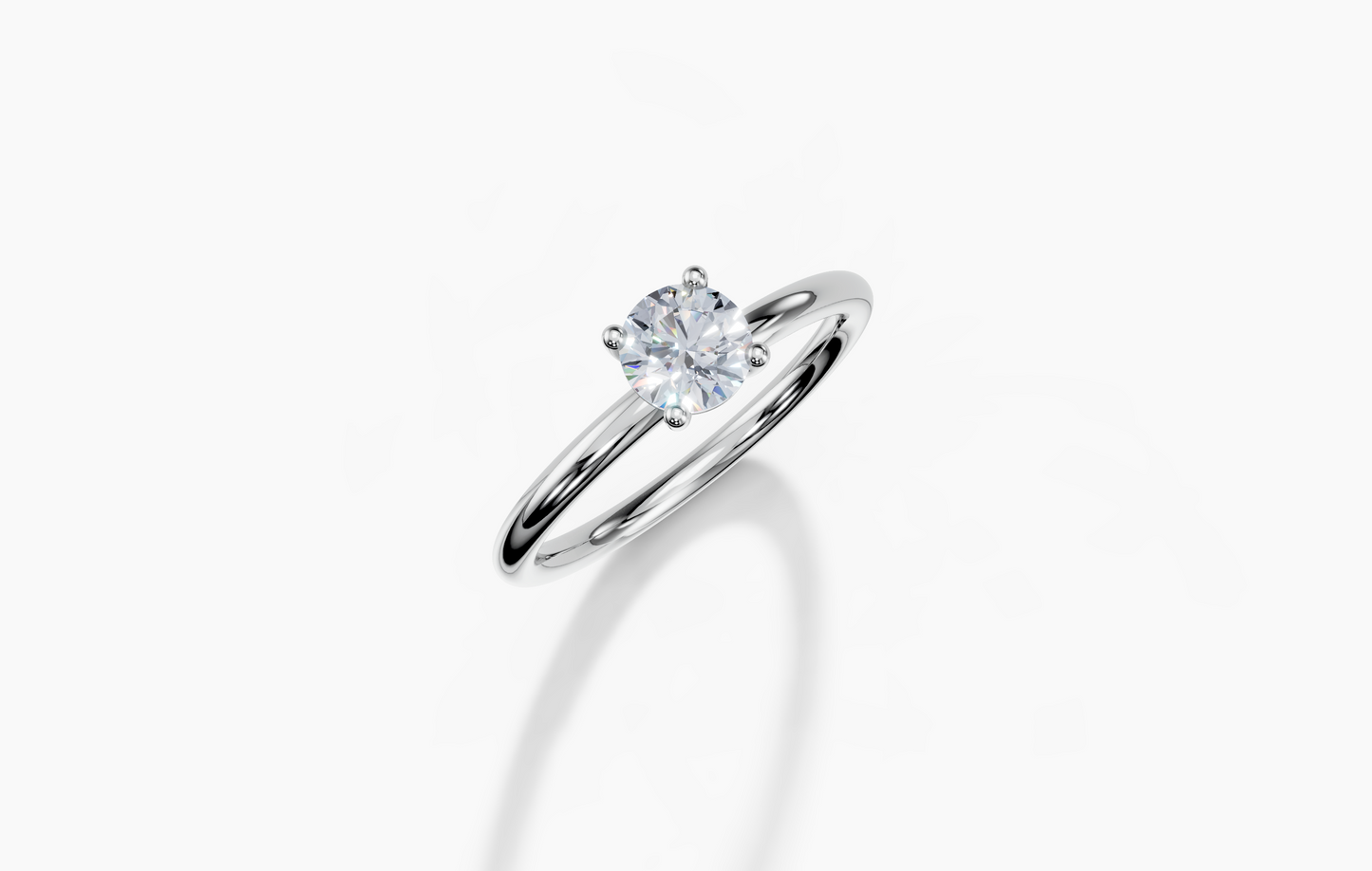 18K Round 0.3 Carat G/H SI Plain Plain 4Pr Diamond Ring