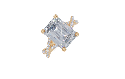 18ct Emerald 4.00Carat D/E/F-CC VVS Twisted U Micro 4Pr  Diamond Ring
