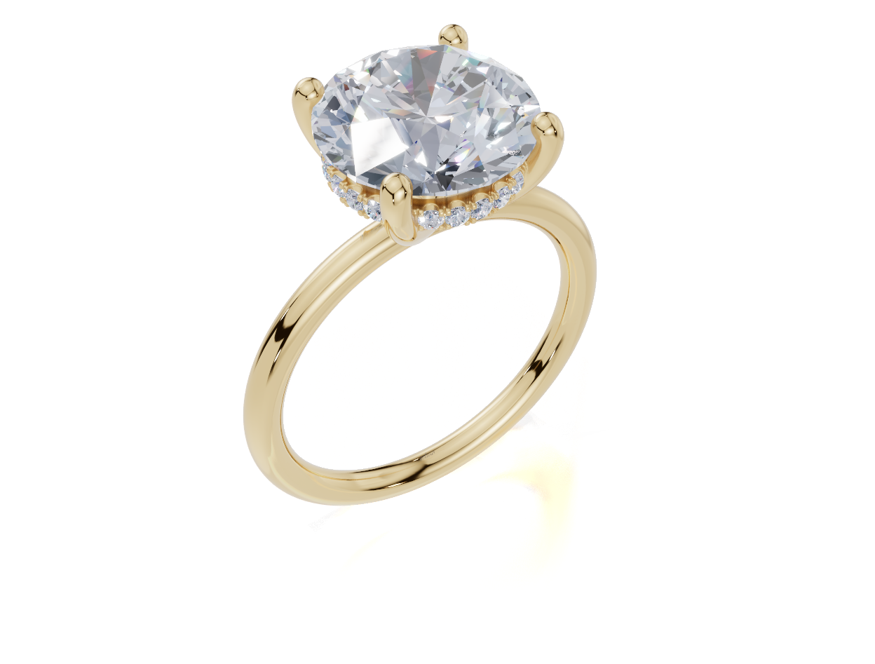 18ct Round 4.00Carat D/E/F-LG VS/VVS Plain Plain Hidden Halo  Diamond Ring