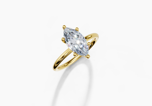 18K Marquise 1.5 Carat F/G VS/SI Plain Plain 6Pr Diamond Ring
