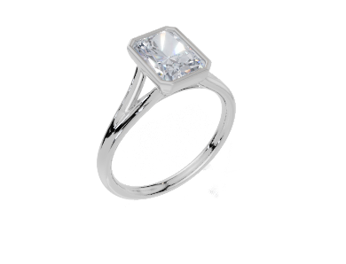 18ct Radiant 1.50Carat D/E/F-CC VVS Split Plain Bezel  Diamond Ring