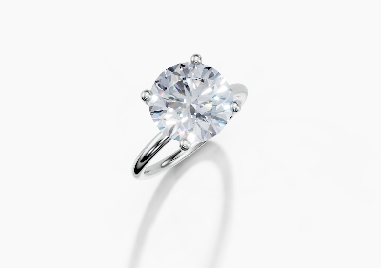 18K Round 4 Carat G/H SI Plain Plain 4Pr Diamond Ring