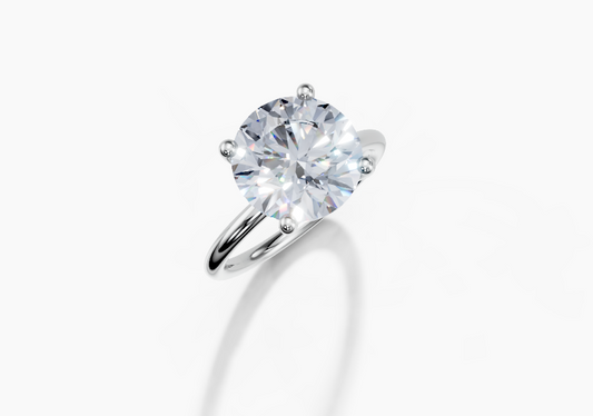 18K Round 4 Carat G/H SI Plain Plain 4Pr Diamond Ring