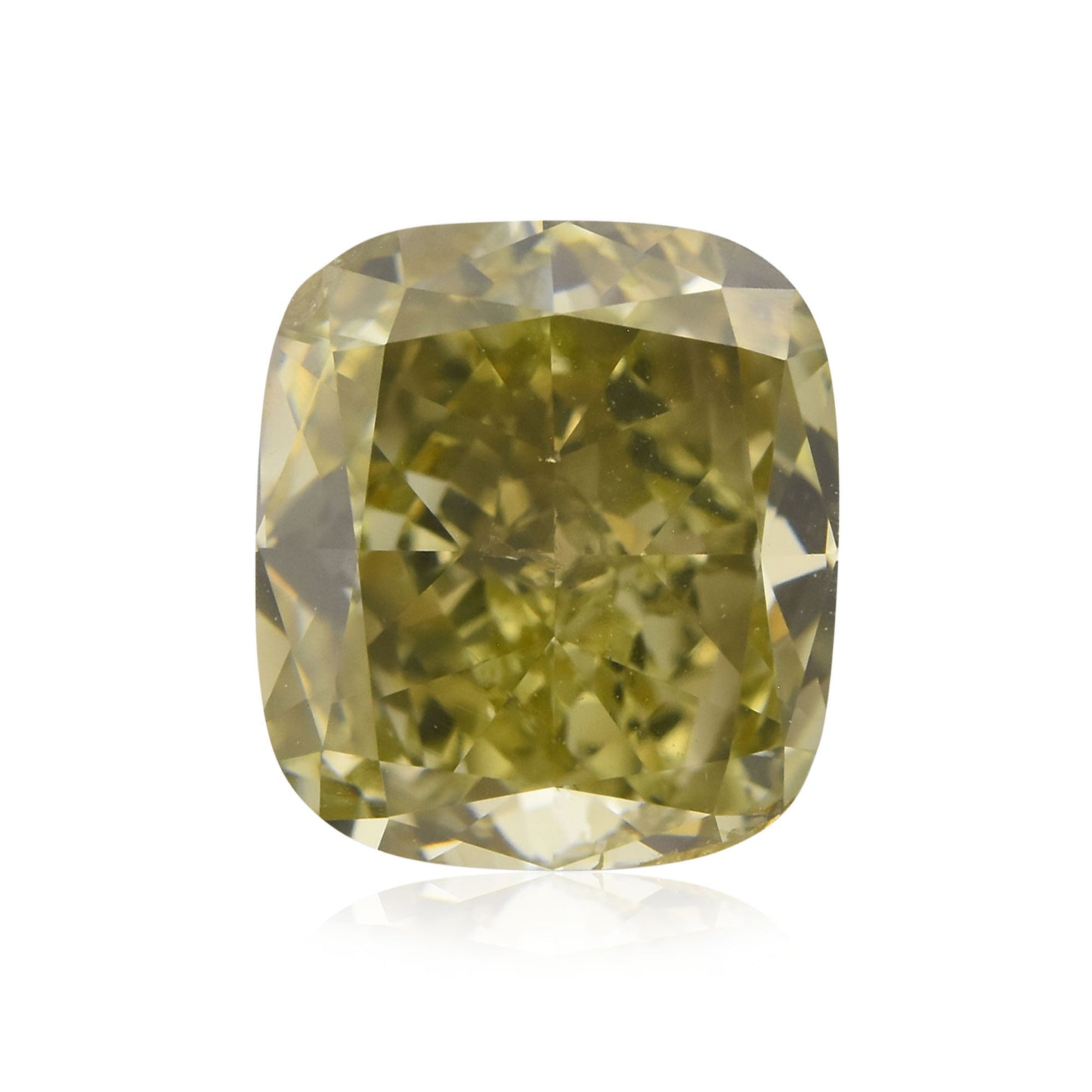 1,88 Karat Fancy Deep Green Yellow Cushion Diamond (SI2) GIA