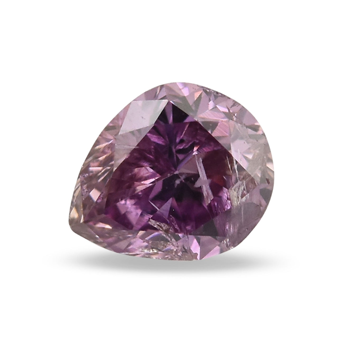 0.12 Carat Fancy Deep Brownish Purple Pink Pear Diamond (I1) GIA