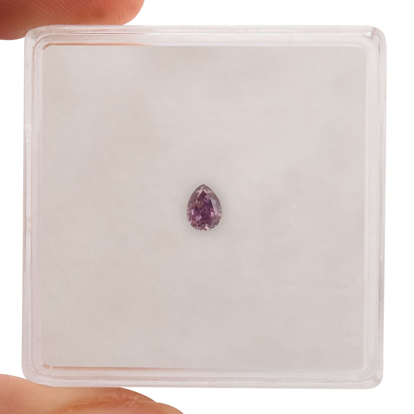 0.16 Carat Fancy Deep Purple Pink Pear Diamond SI2 GIA