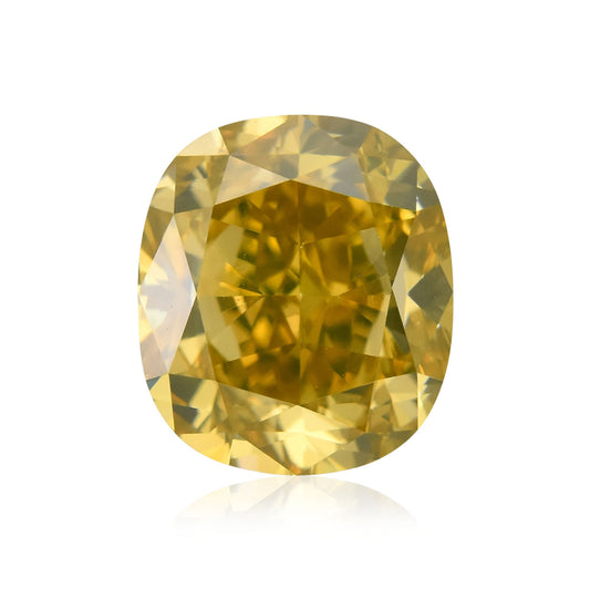 1,10 Karat Fancy Deep Brownish Greenish Yellow Cushion Diamond VS1 GIA