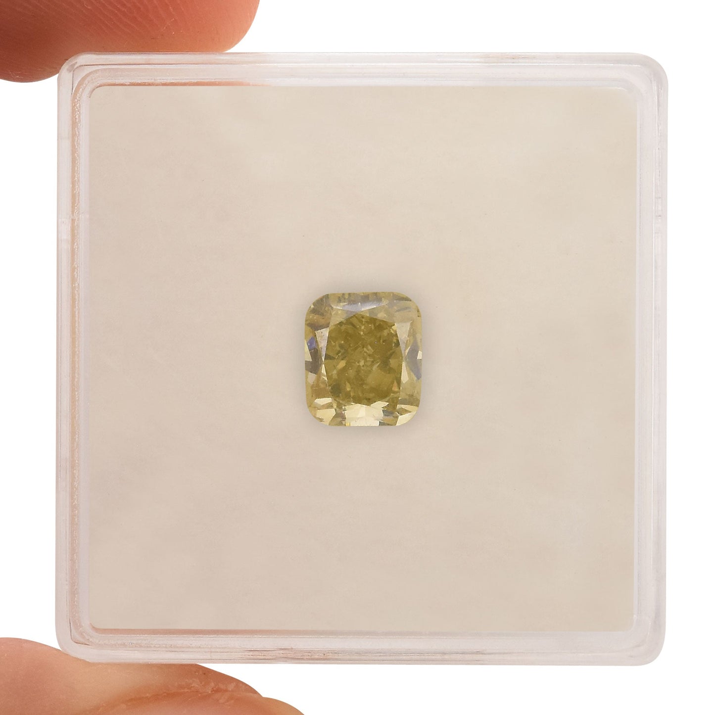 1.17 Carat Fancy Brownish Greenish Yellow Cushion Diamond (I1) GIA