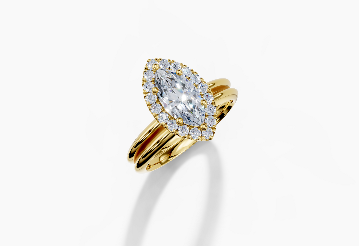 18K Marquise 1 Carat D/E/F VS/VVS Knife Edge Plain Single Halo Diamond Ring