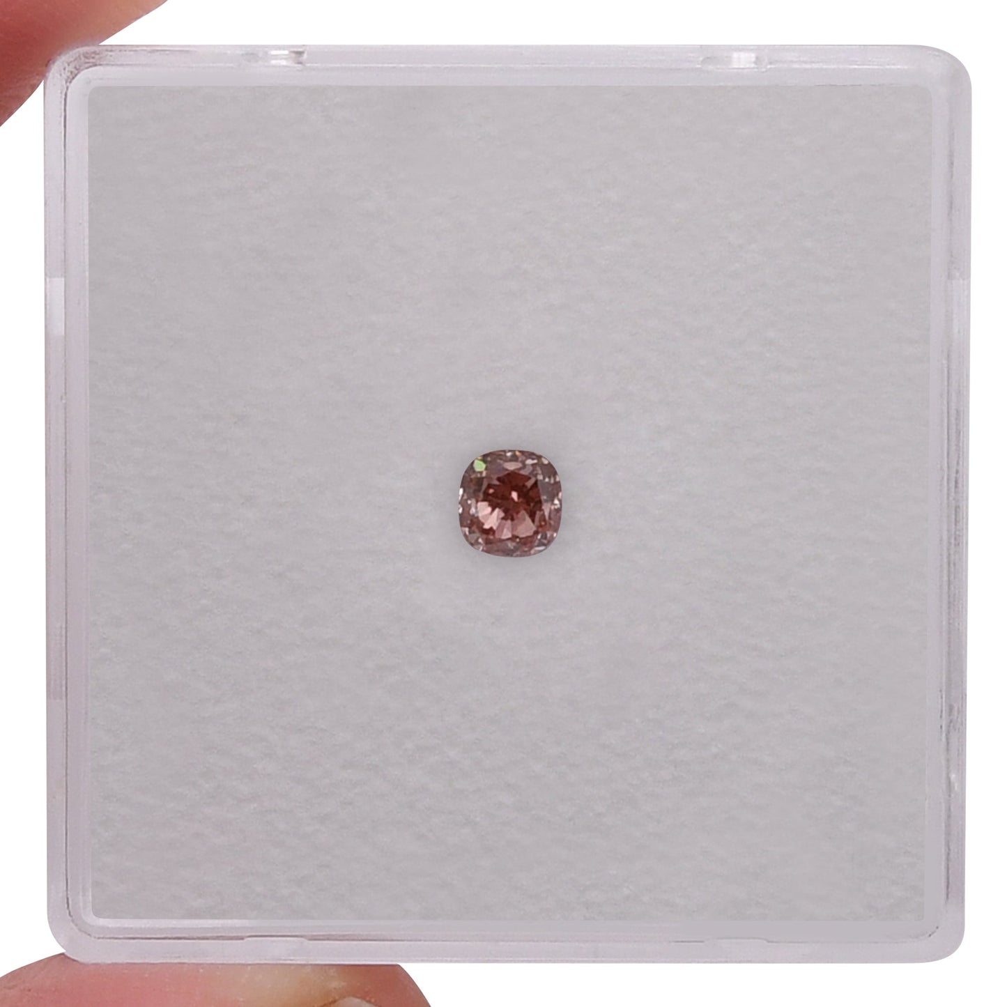 0.20 Carat Fancy Deep Brownish Orangy Pink Cushion Diamond VVS2 GIA
