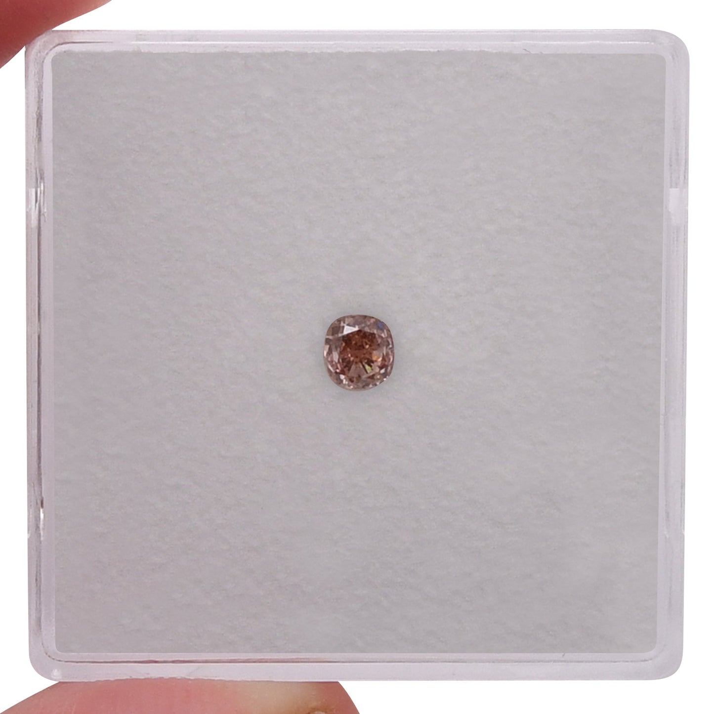 0.20 Carat Fancy Brownish Orangy Pink Cushion Diamond VS2 GIA