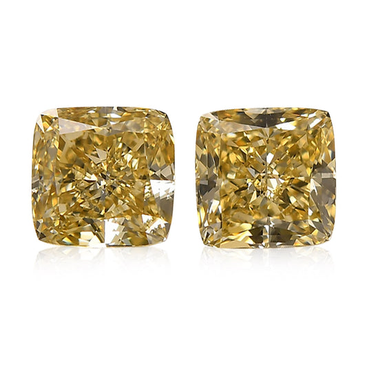 2,02 Karat Fancy Brownish Yellow Cushion Diamonds VS1