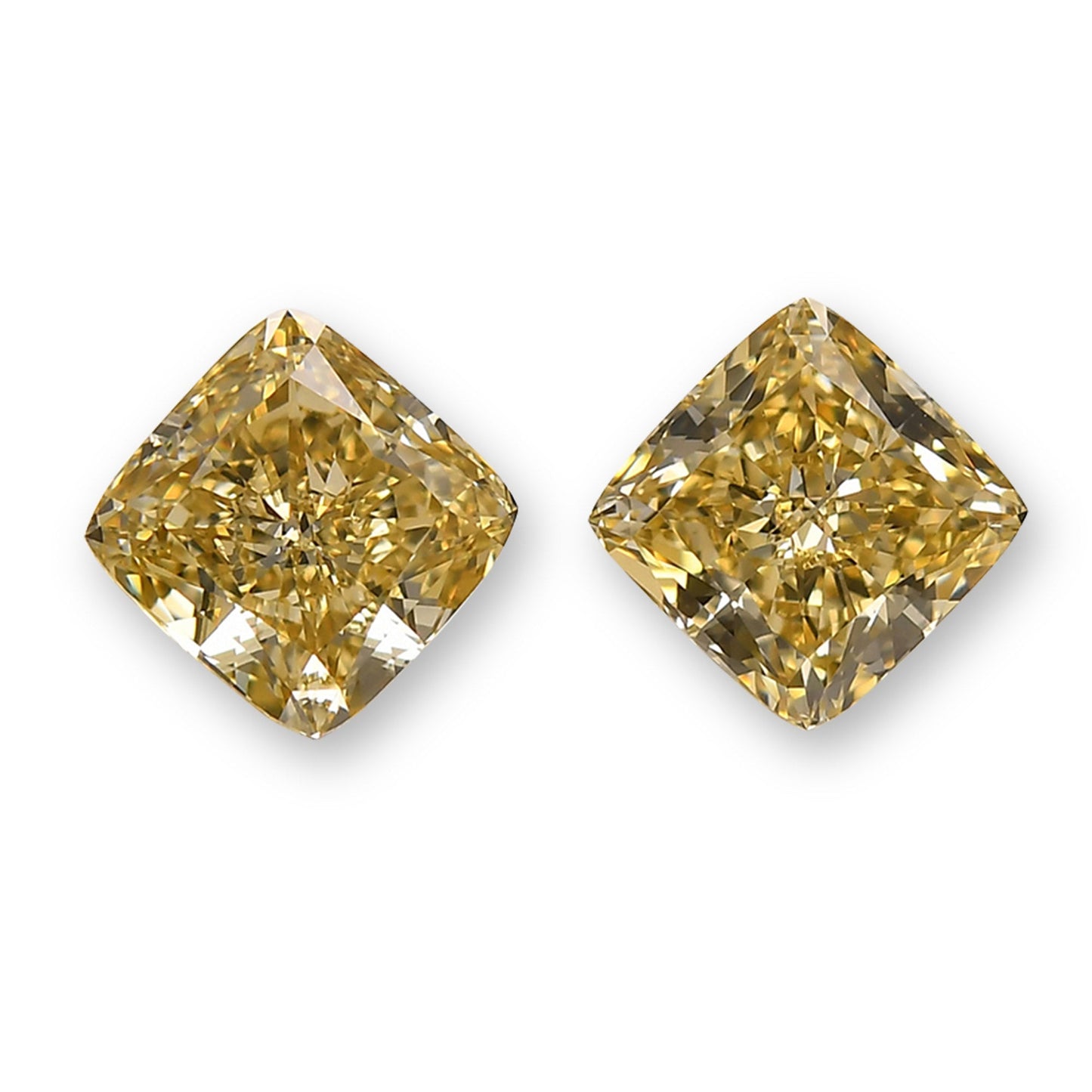 2,02 Karat Fancy Brownish Yellow Cushion Diamonds VS1