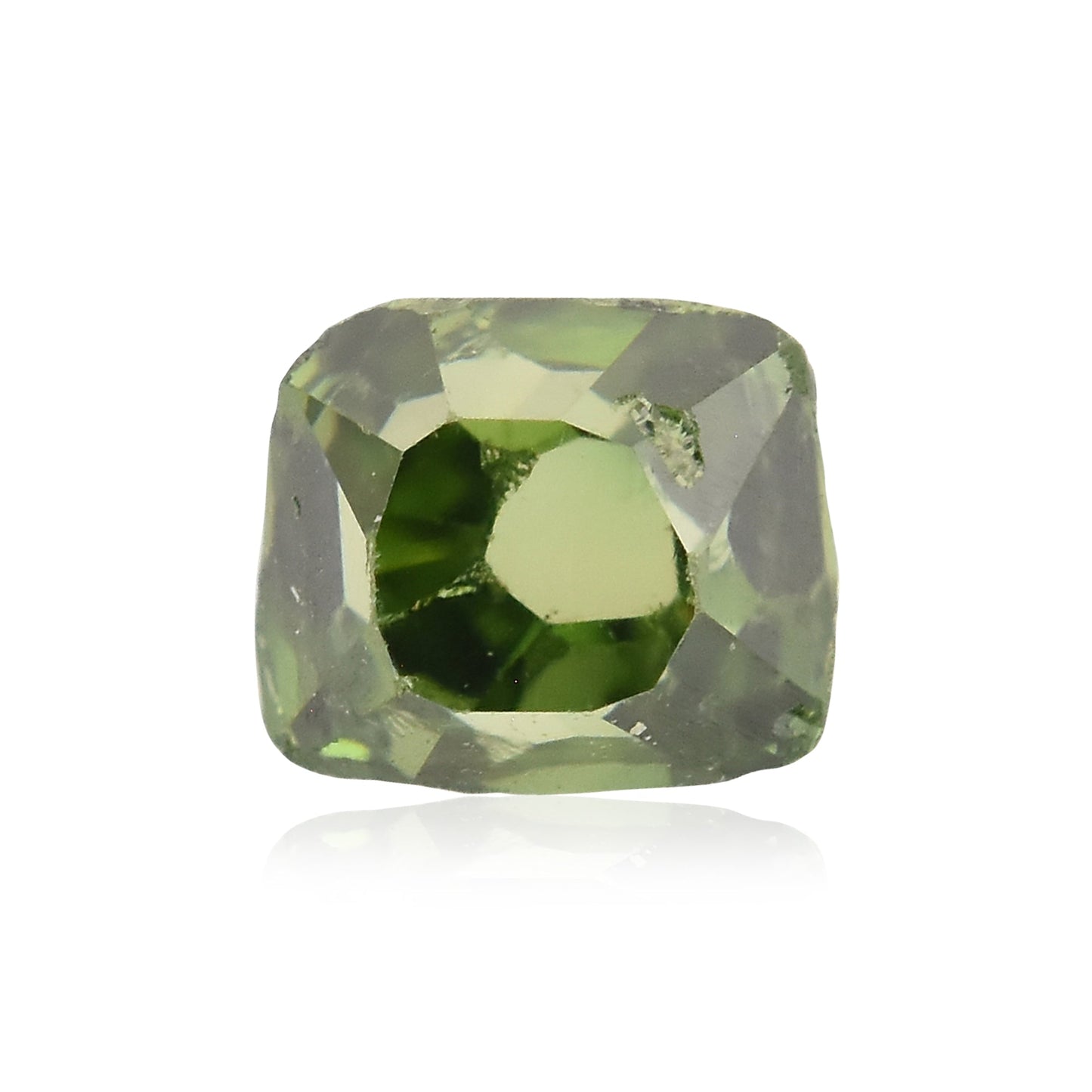 0.22 Carat Fancy Deep Grayish Yellowish Green Cushion Diamond (I3) GIA
