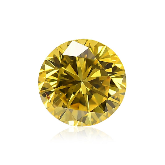 0.71 Carat Fancy Vivid Yellow Round Diamond SI2 GIA