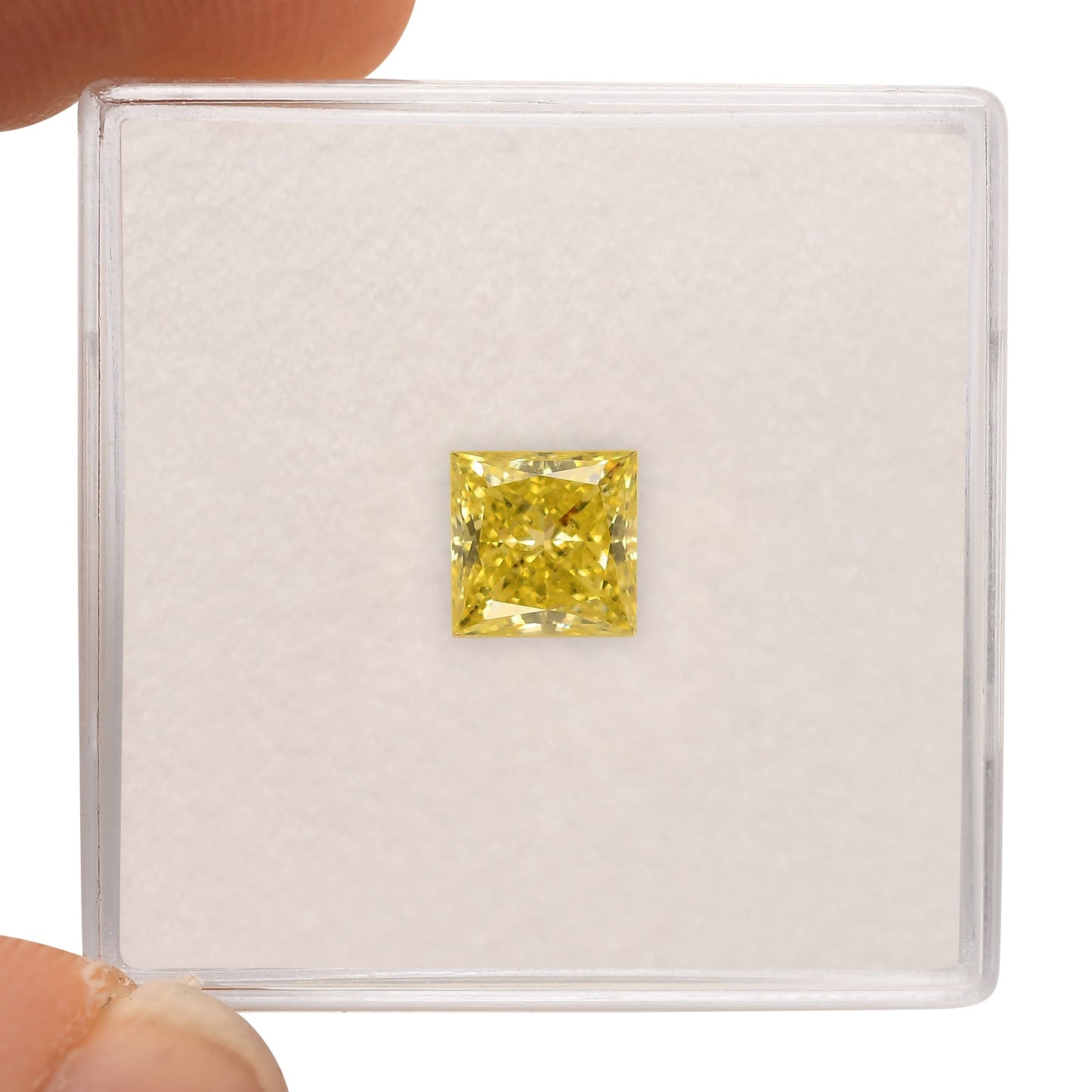 1.08 Carat Fancy Intense Yellow Princess Diamond VS2 GIA