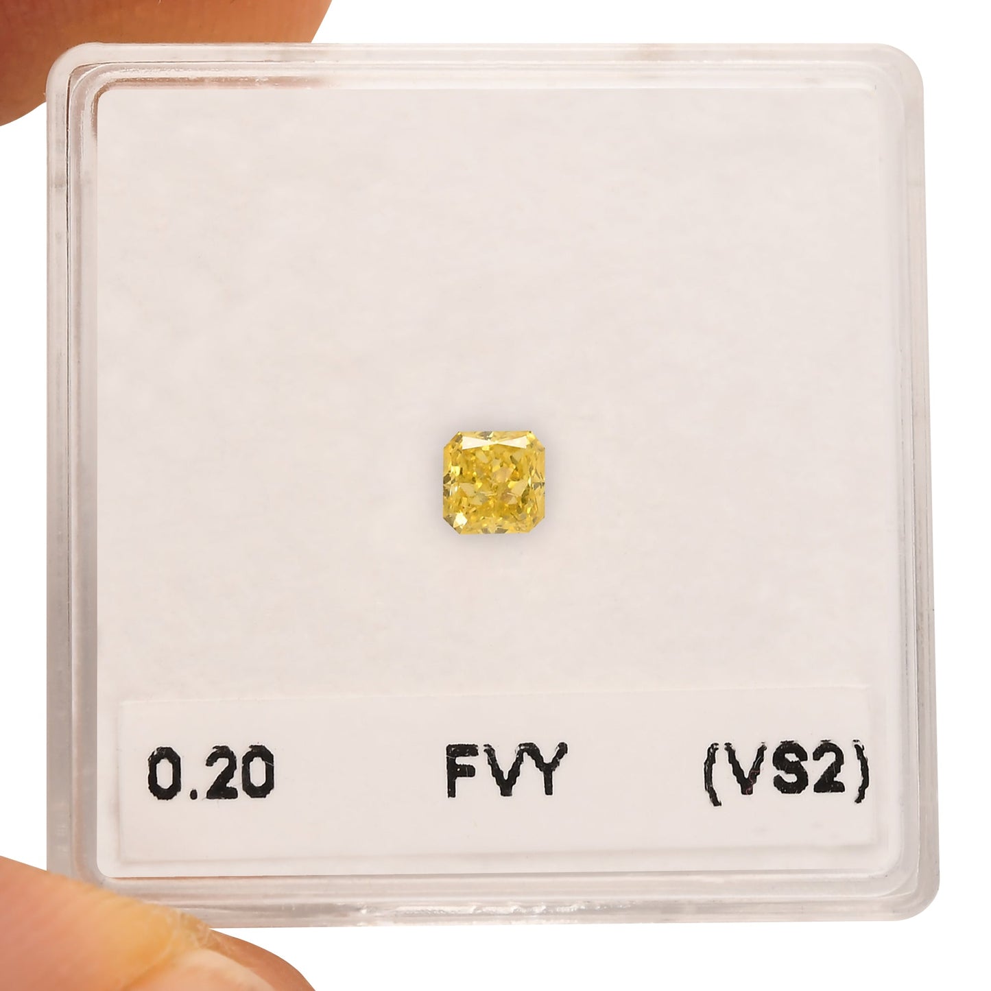0.20 Carat Fancy Vivid Yellow Radiant Diamond (VS2)