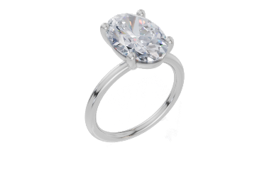 18ct Oval 4.00Carat G/H-RA SI Plain Plain 4Pr  Diamond Ring