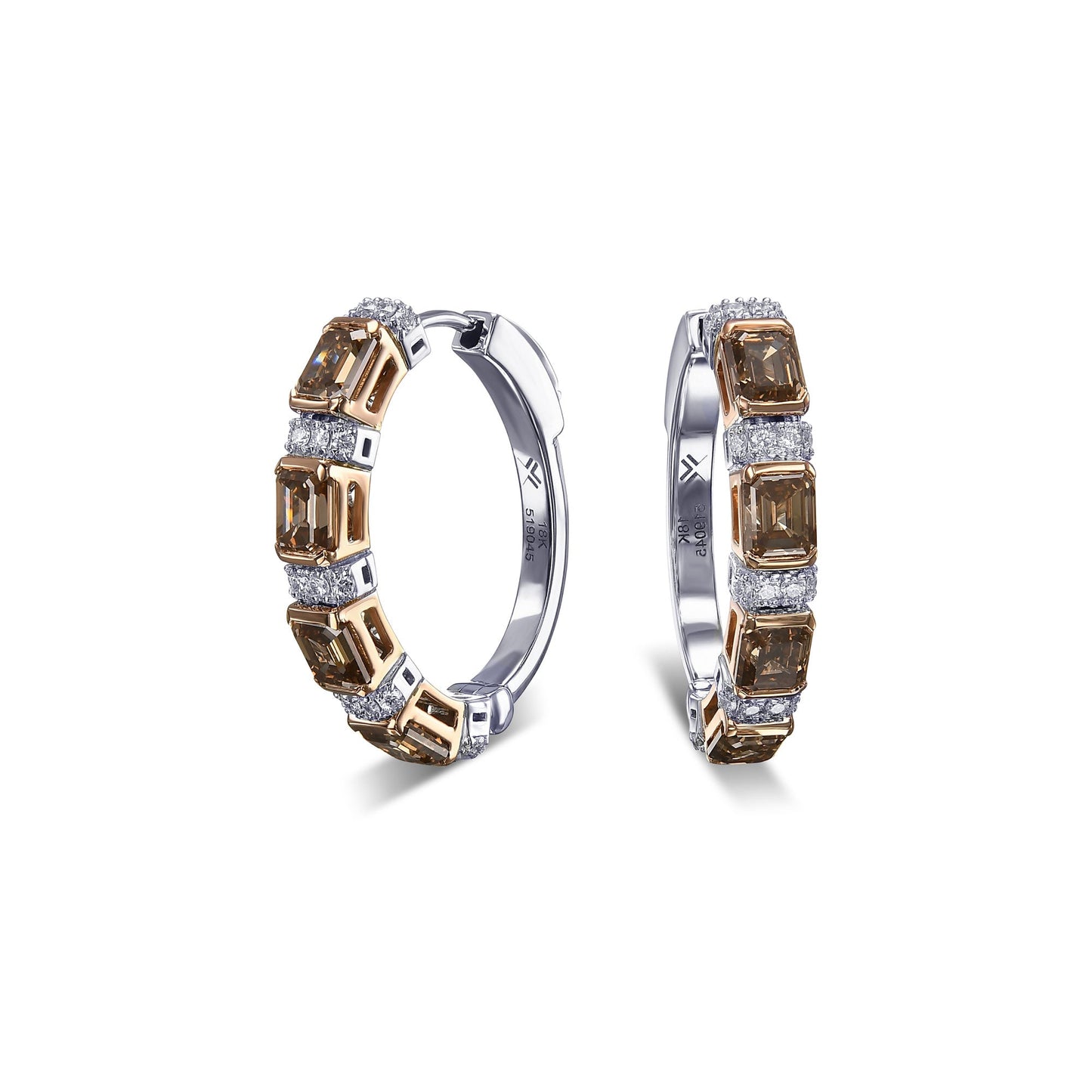 Fancy Brown Diamond Hoop Earrings