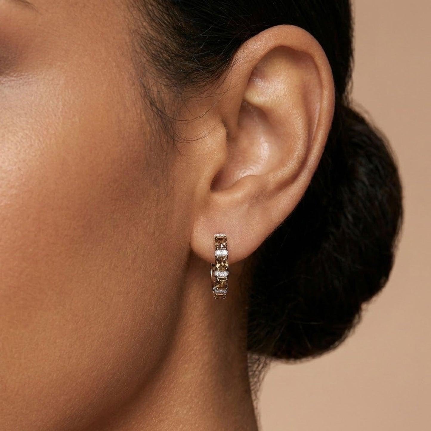 Fancy Brown Diamond Hoop Earrings