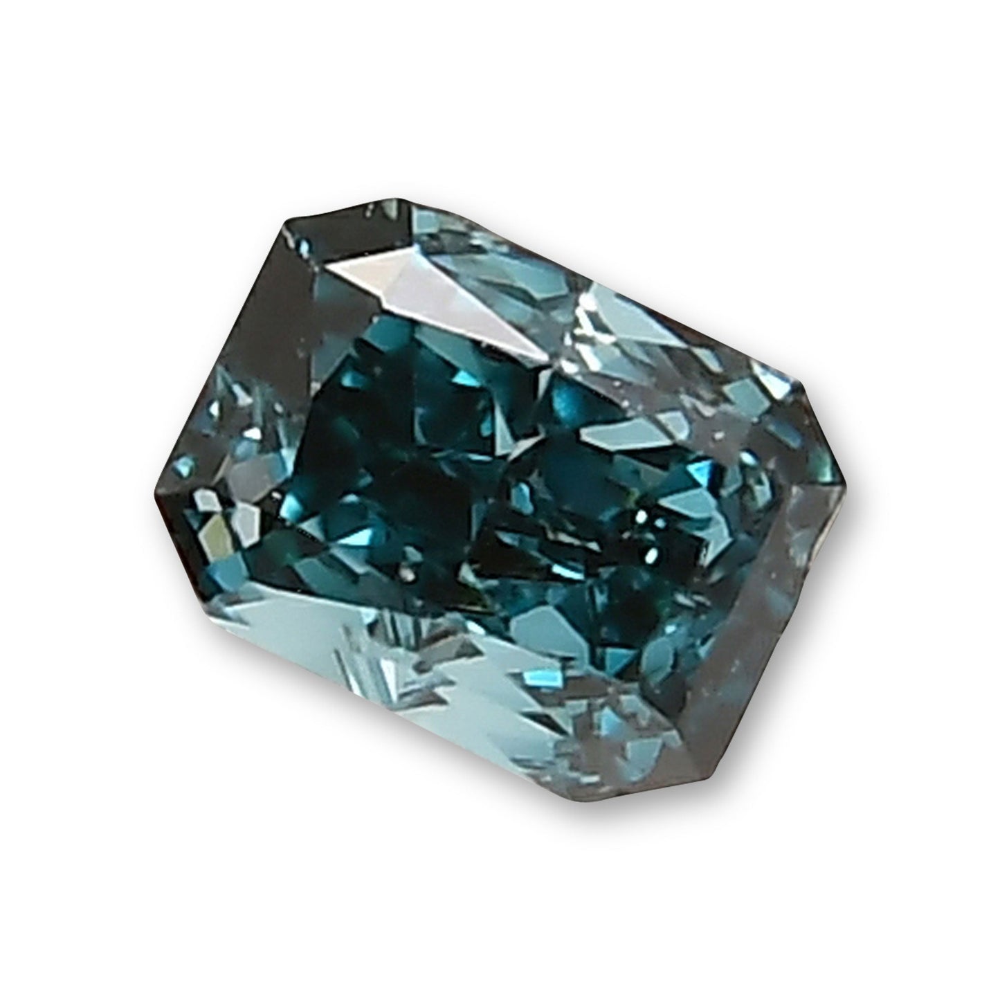 0,16 Karat Fancy Deep Blue Green Radiant Diamant SI2 GIA