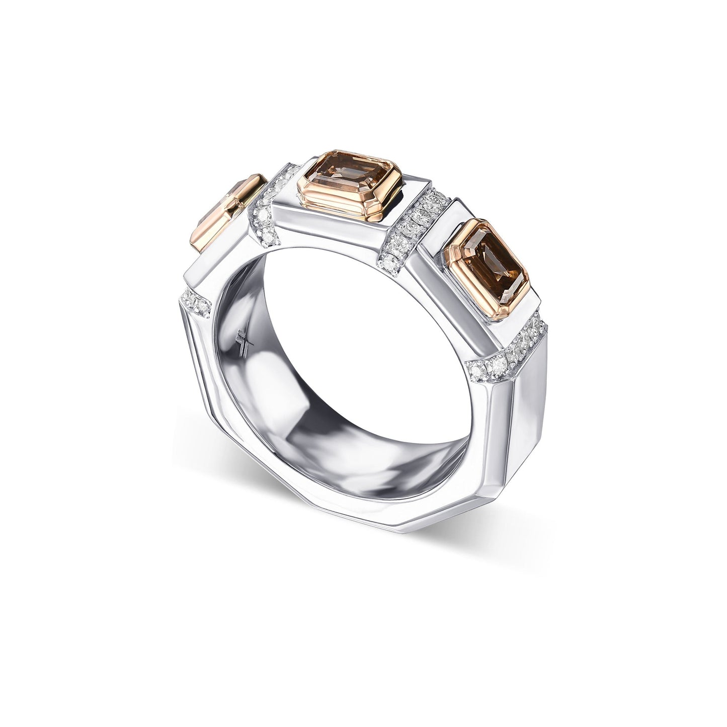 Men's Fancy Brown Three-stone Diamond Ring