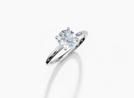Platinum Round 1 Carat G/H SI Plain Plain 4Pr Diamond Ring