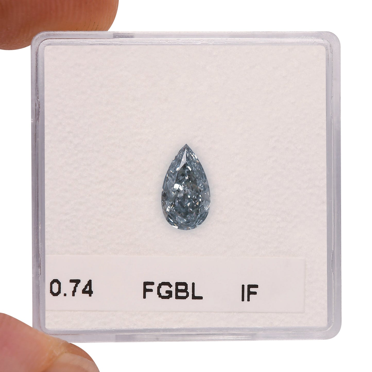 0,74 Karat Fancy Gray Blue Birnenförmiger Diamant IF GIA